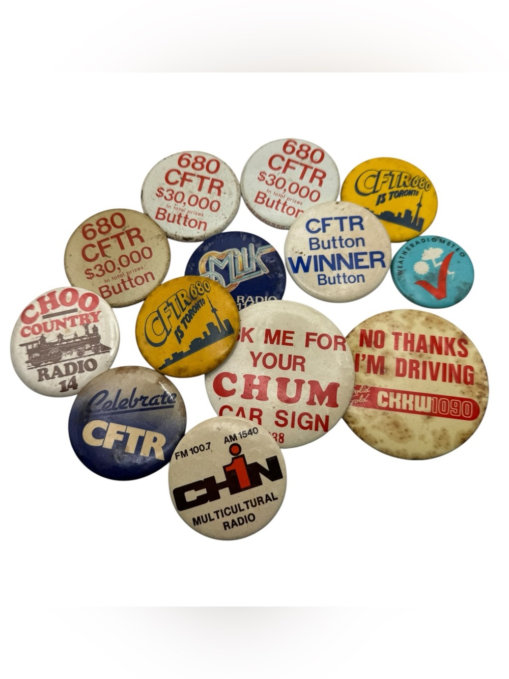 Vintage CFTR 680 Toronto Radio Pinback Button Lot of 13 CHUM CHIN